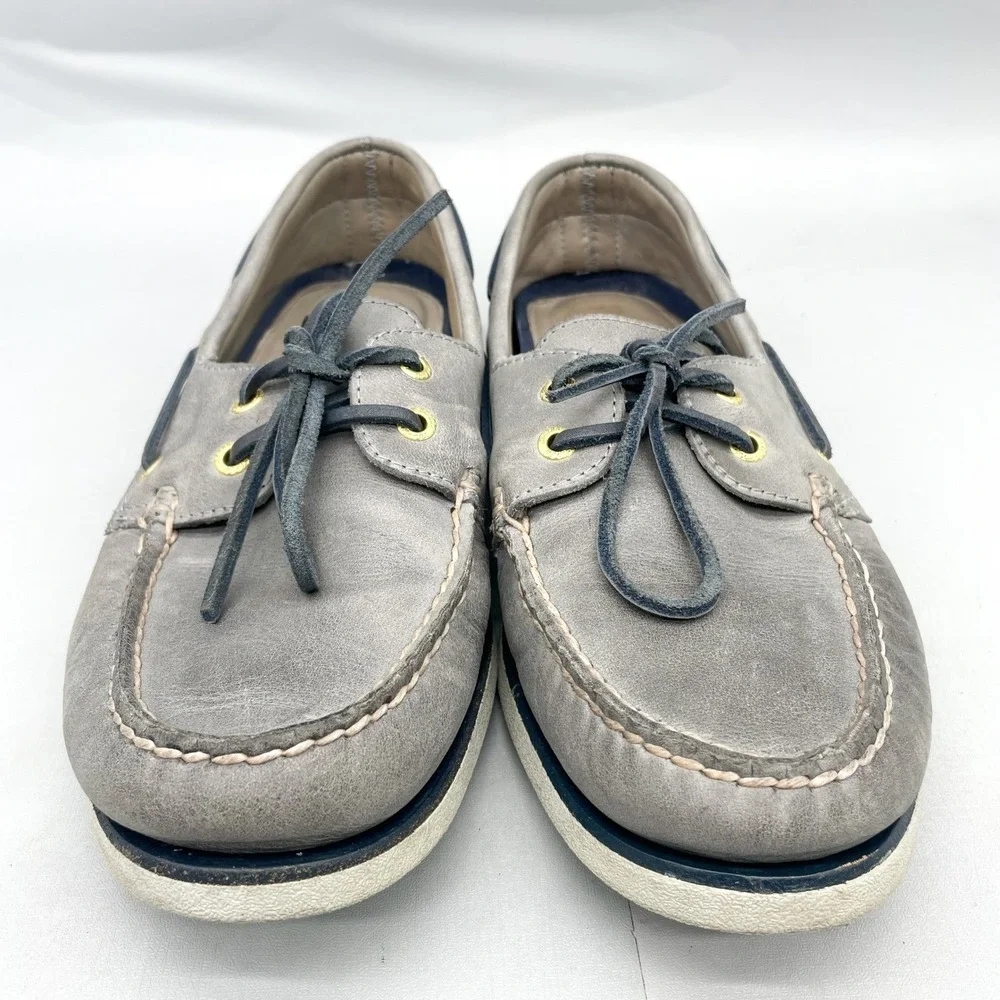 Sperry Gold Cup Authentic Original Boat Shoes Mens 10.5M Grey Leather Preppy